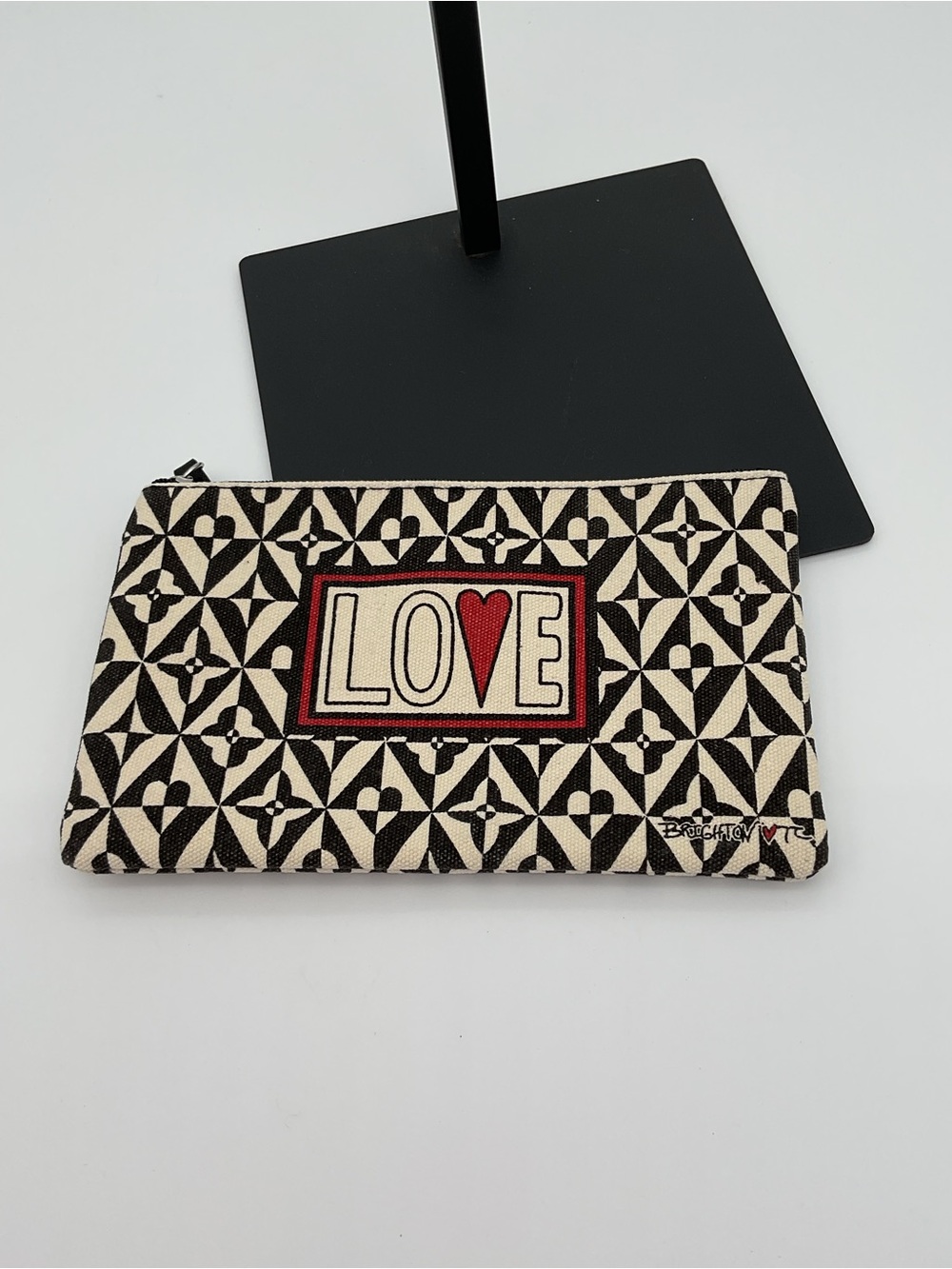 Brighton Black & Cream LOVE Zip Pouch with Red Heart Accent